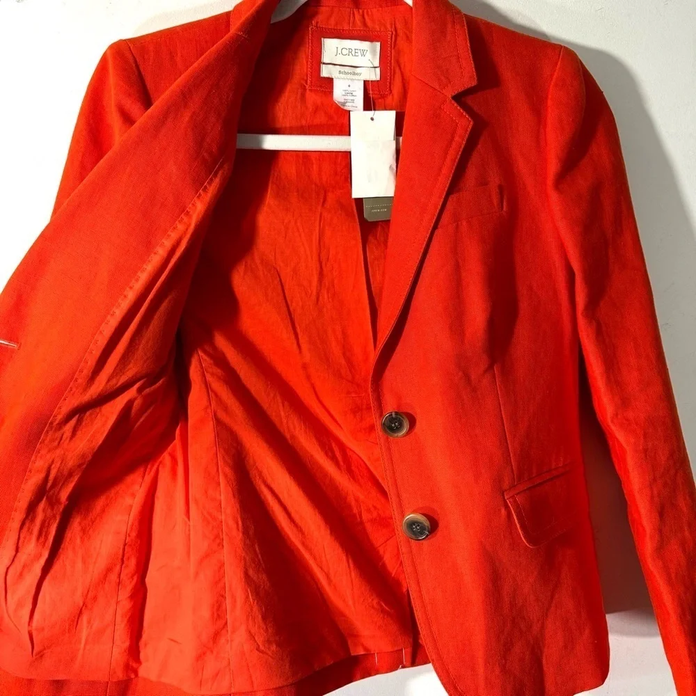 J.Crew Orange Linen school boy blazer NWT